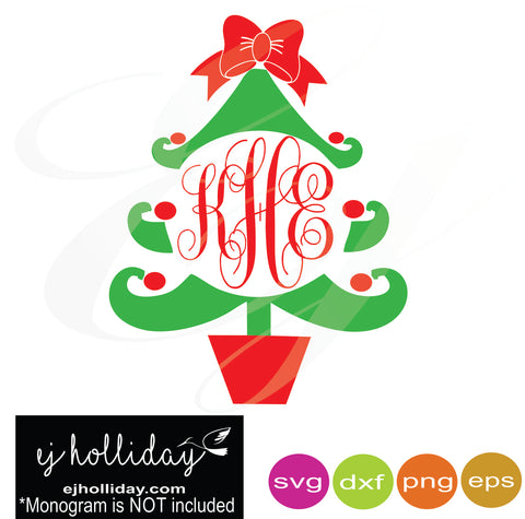 Download Christmas Tree monogram frame svg dxf eps png Vector ...