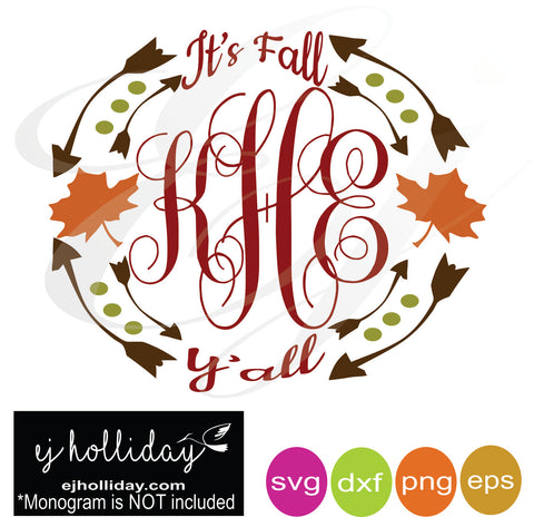 Download It's Fall Y'all with Leaves svg dxf eps png Vector Graphic ...
