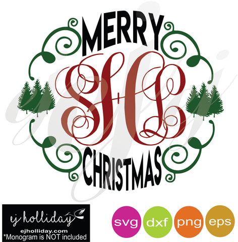 Download Merry Christmas Monogram Frame SVG EPS DXF PNG VECTOR ...