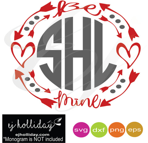 Download Be Mine Hearts Valentine Monogram Frame Svg Dxf Eps Png Vector Graphic Ej Holliday Southern Legend