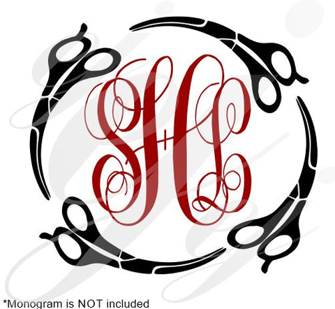 Download Hair Stylist Scissor Monogram Frame SVG EPS DXF PDF JPG ...