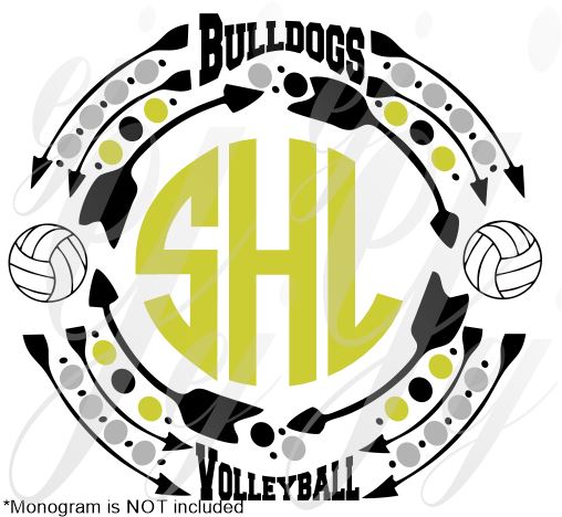 Download Bulldogs Volleyball Monogram Frame SVG EPS DXF PDF JPG JPEG VECTOR Gra - Ej Holliday "Southern ...