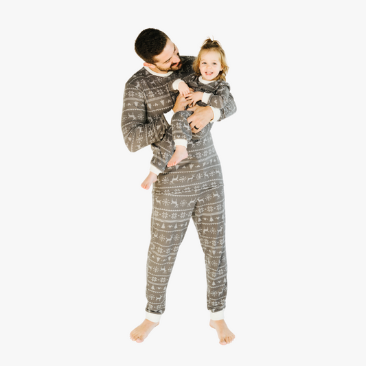 Kids' Unisex Jogger Pajama Set - Gray Fair Isle – Black Sheep Fam