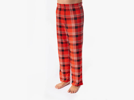 Mens Pajama Pants Red Plaid Soft Comfort Loose Casual Lounge Pants