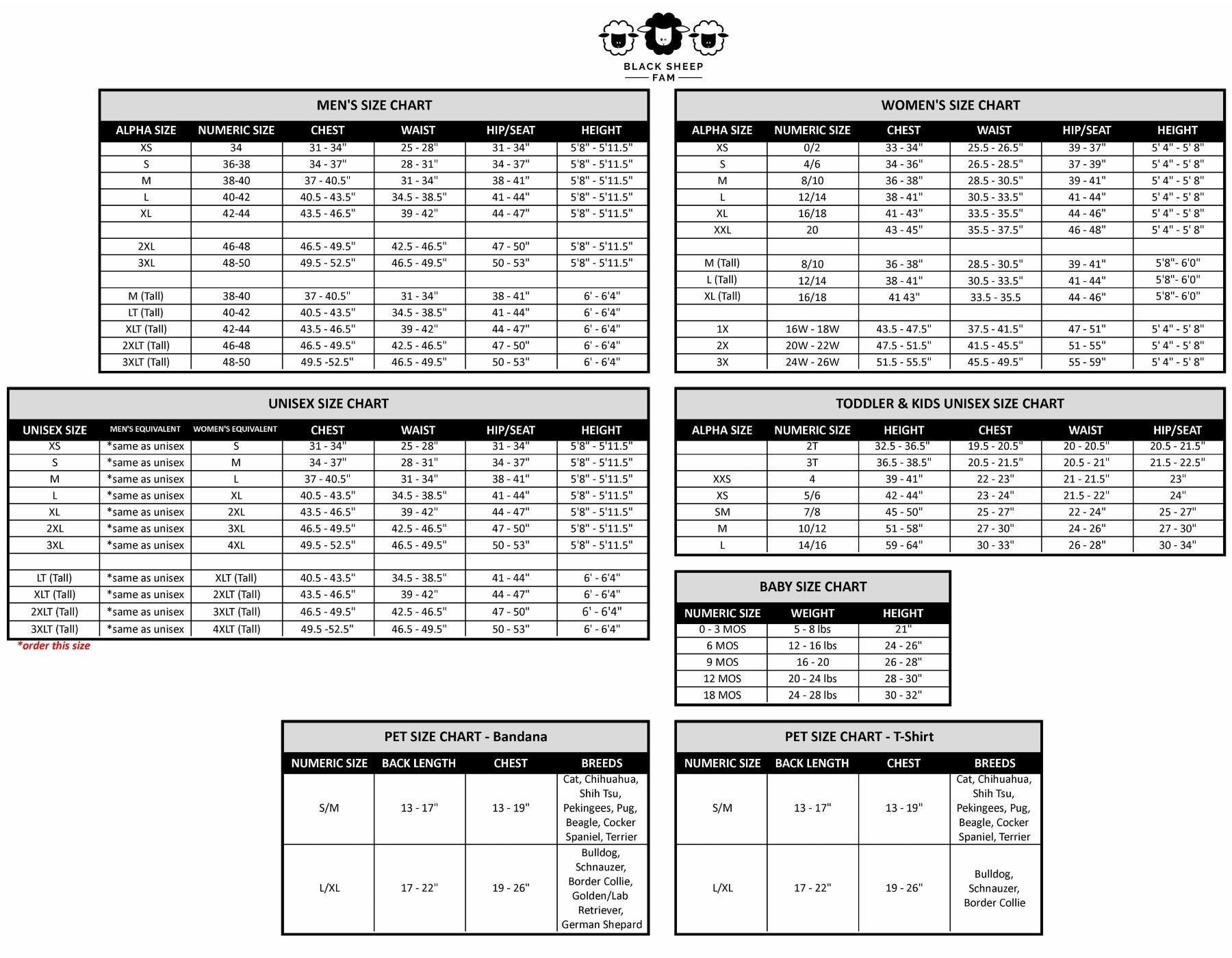 Size Charts