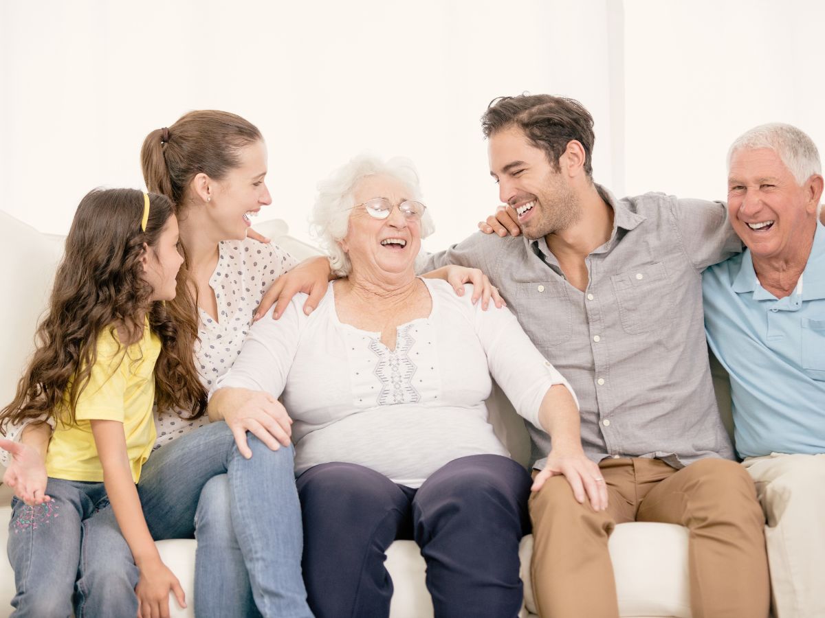 Family Laughing with Grandmother