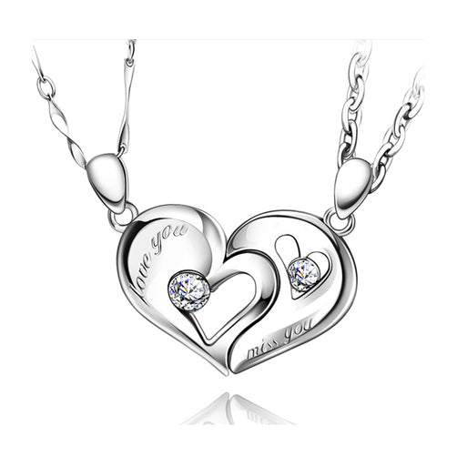 Matching Magnetic Half Hearts His and Her Necklaces Set
