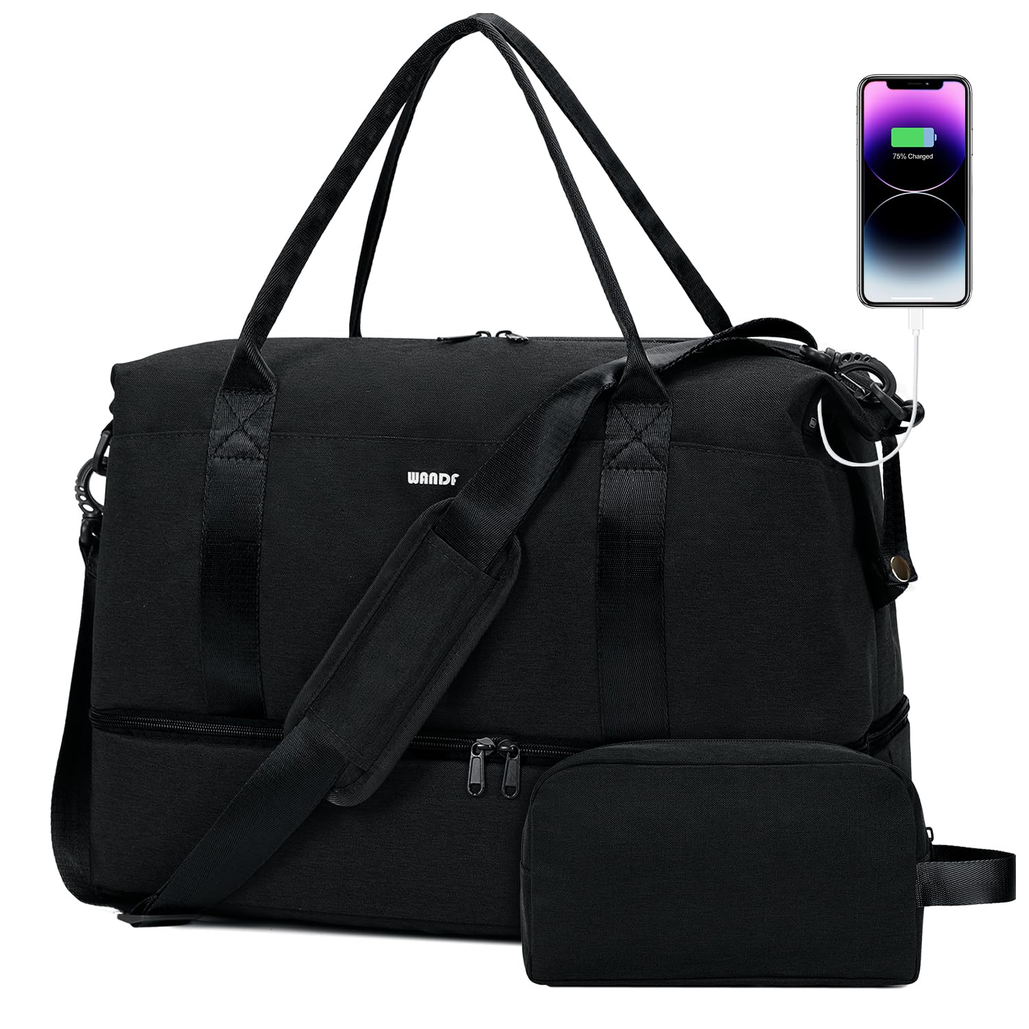 Spirit Airlines Personal Item Bag with Wet Pocket & Shoe Compartment & USB Charging Port - WF3417-image-9