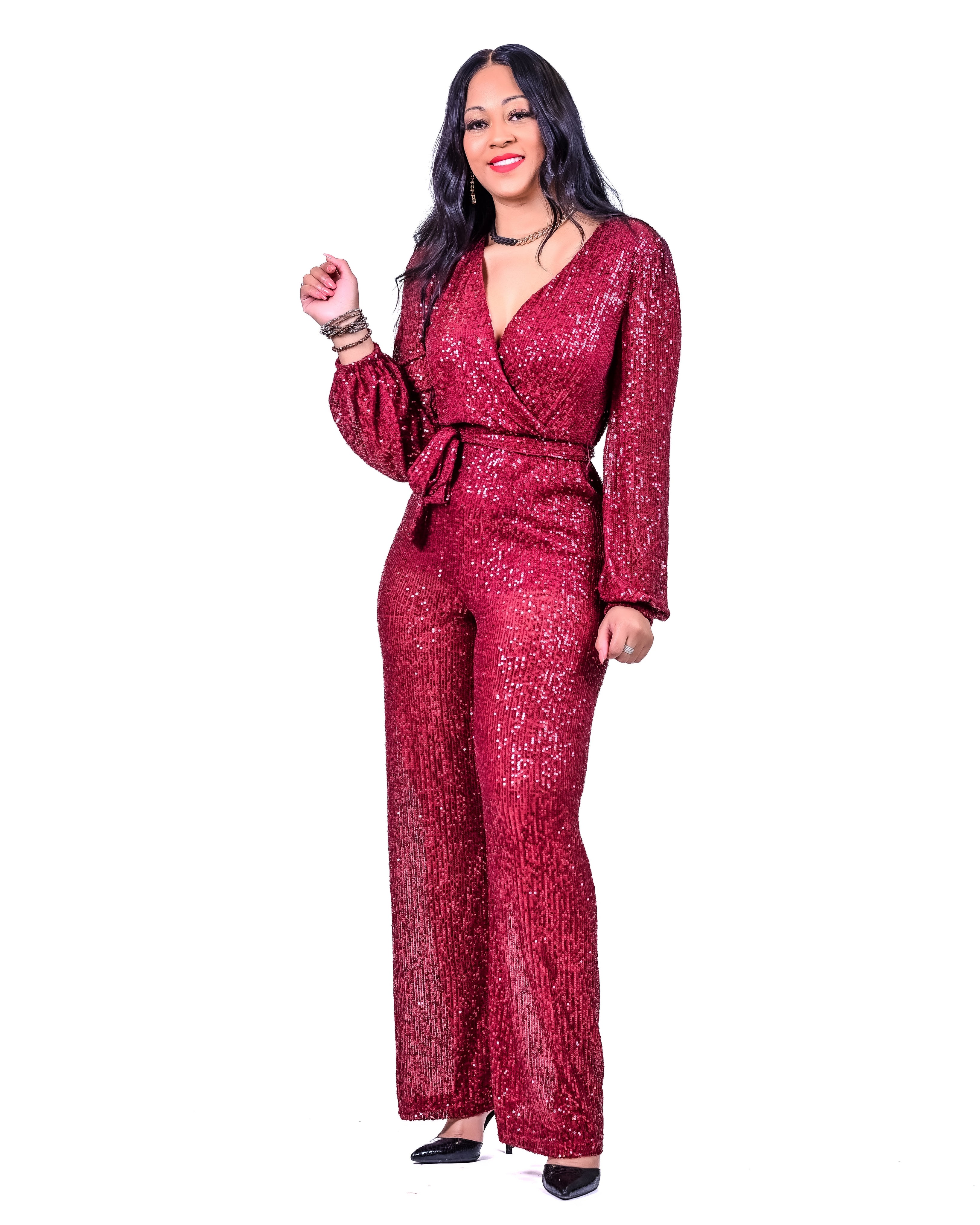 Bedazzled Jumpsuit Red - Chimes Boutique product image