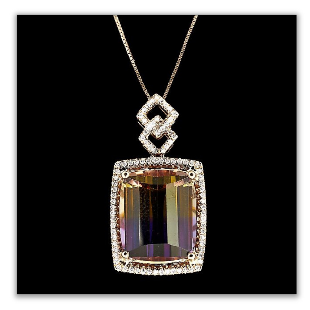 Ametrine and Diamond Pendant