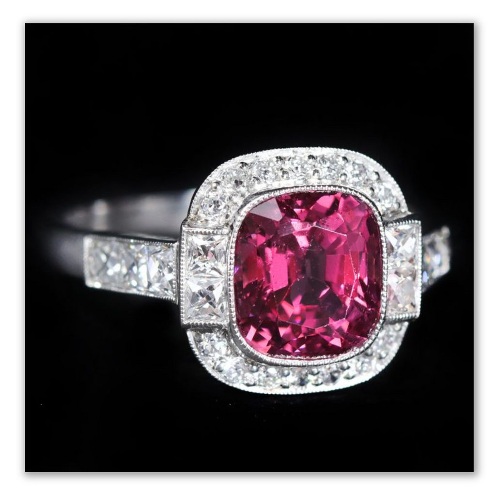 Estate Platinum GIA 2_87 Carat Red Spinel and Diamond Ring