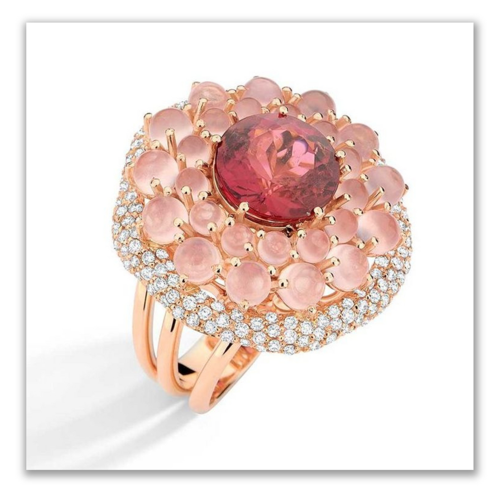 rose quartz, pink tourmaline and morganite ring by thejewelryeditor