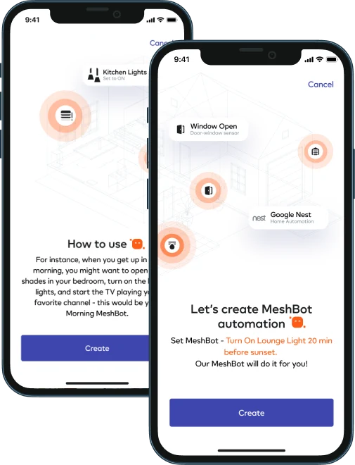 MeshBot creation screen on smart phone