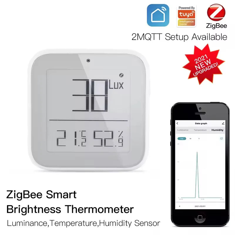 Tuya Smart Zigbee 3.0 Mesh Brightness Thermometer Light Temperature Humidity Detector Sensor Tuya Smart App Control