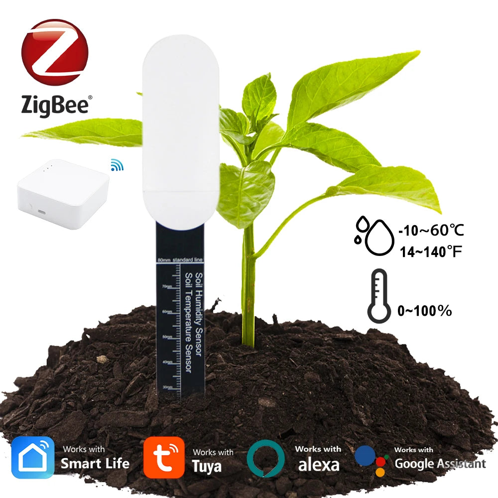 Smart Zigbee Soil Tester Humidity Sensor Tuya APP Real-Time Monitoring Plant Monitor Detector Garden Thermo Hygrometer