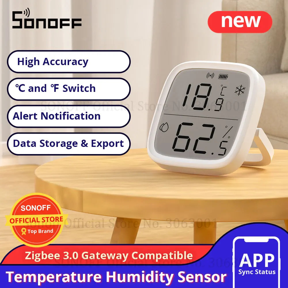 SONOFF SNZB-02D Zigbee LCD Smart Temperature Humidity Sensor APP Real-time Monitoring Work with ZB Bridge-P/ ZB Dongle/ NS Panel