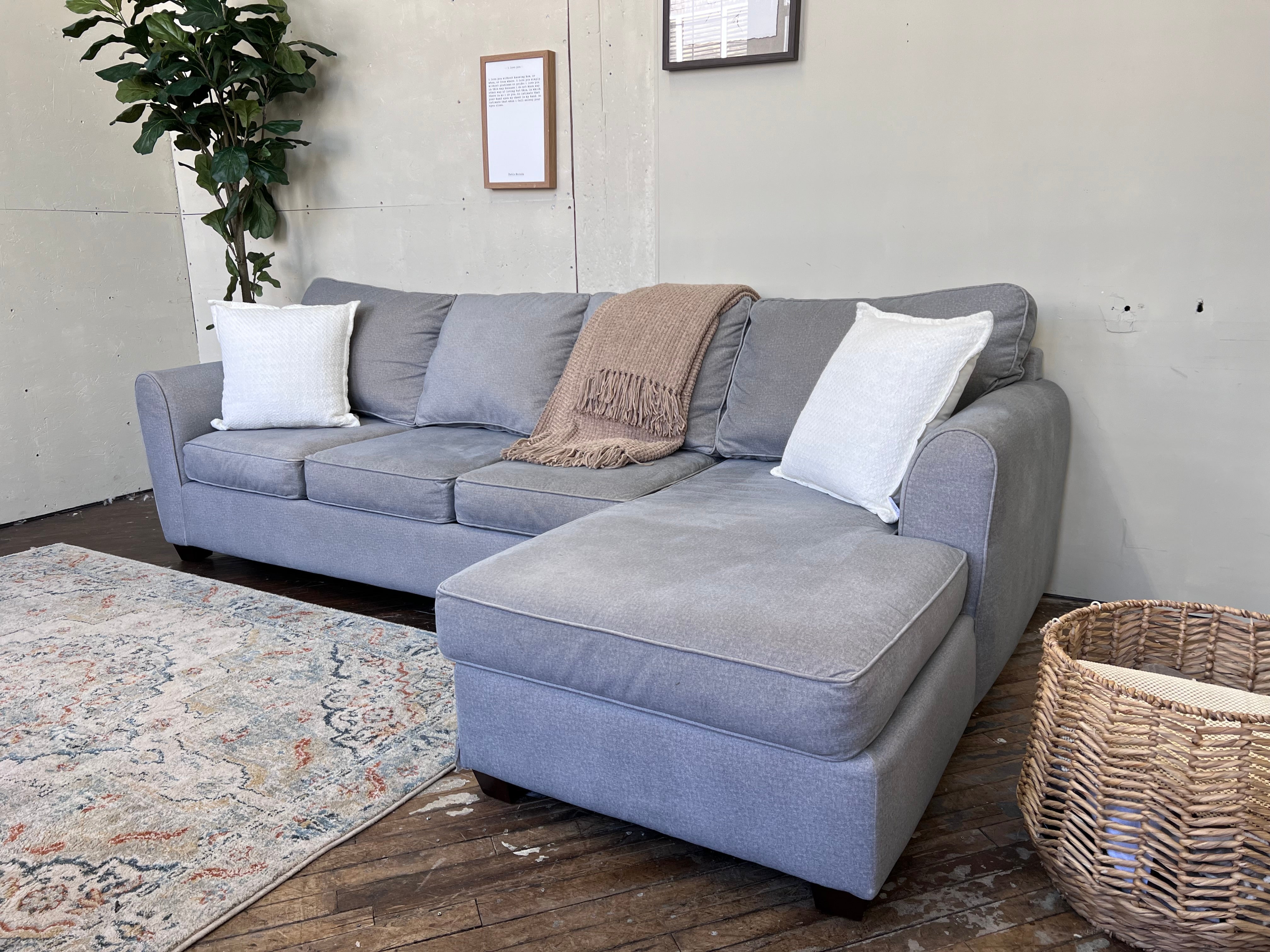 FREE DELIVERY! 🚚 - Jordan’s Furniture Greenish Blue Microfiber Sectional Couch with Chaise