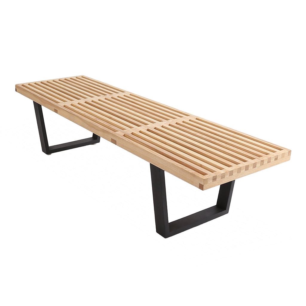 George Nelson Style Bench (Natural Ash / Black Frame ...