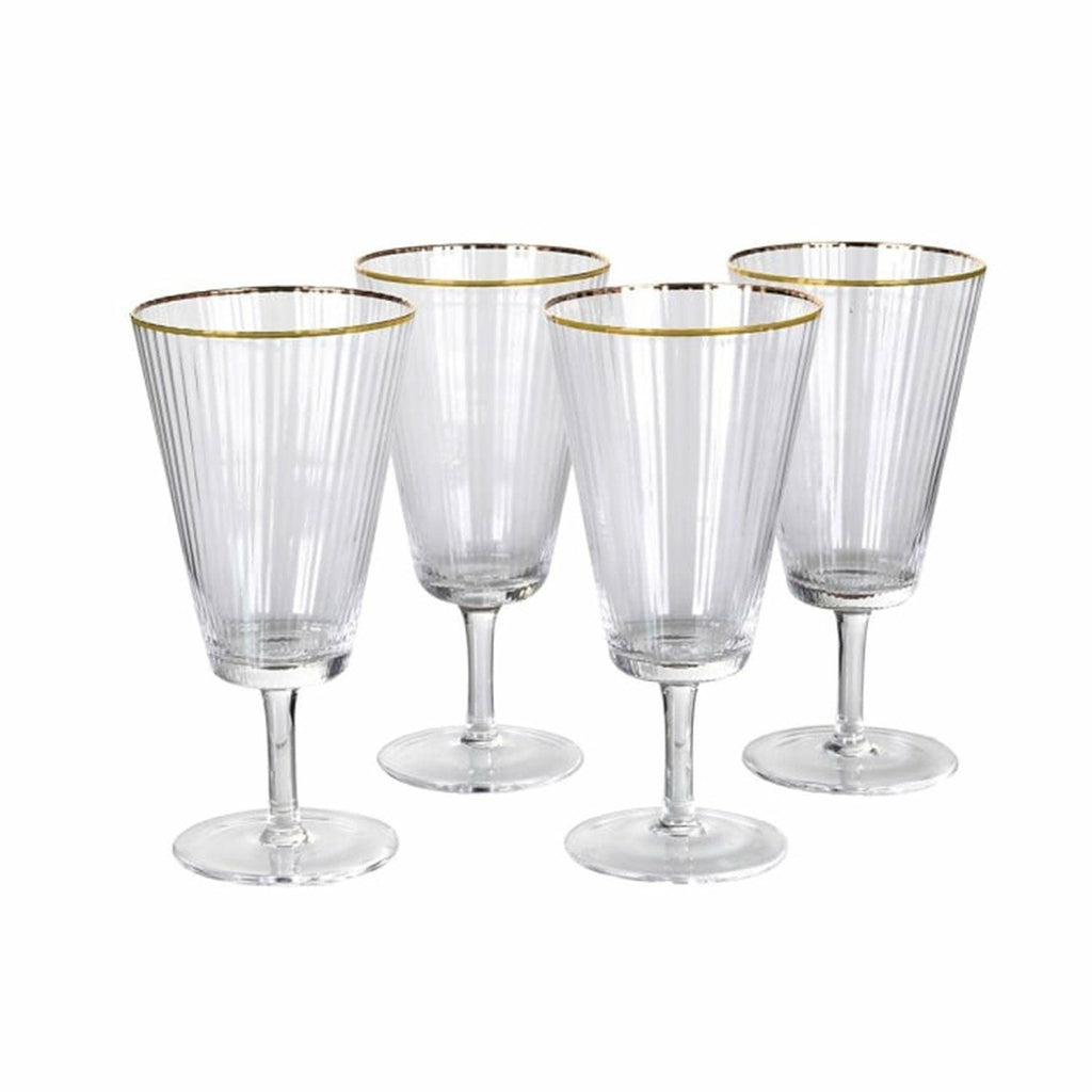 Set Of 4 Ribbed Martini Glasses With Gold Rim Default Title