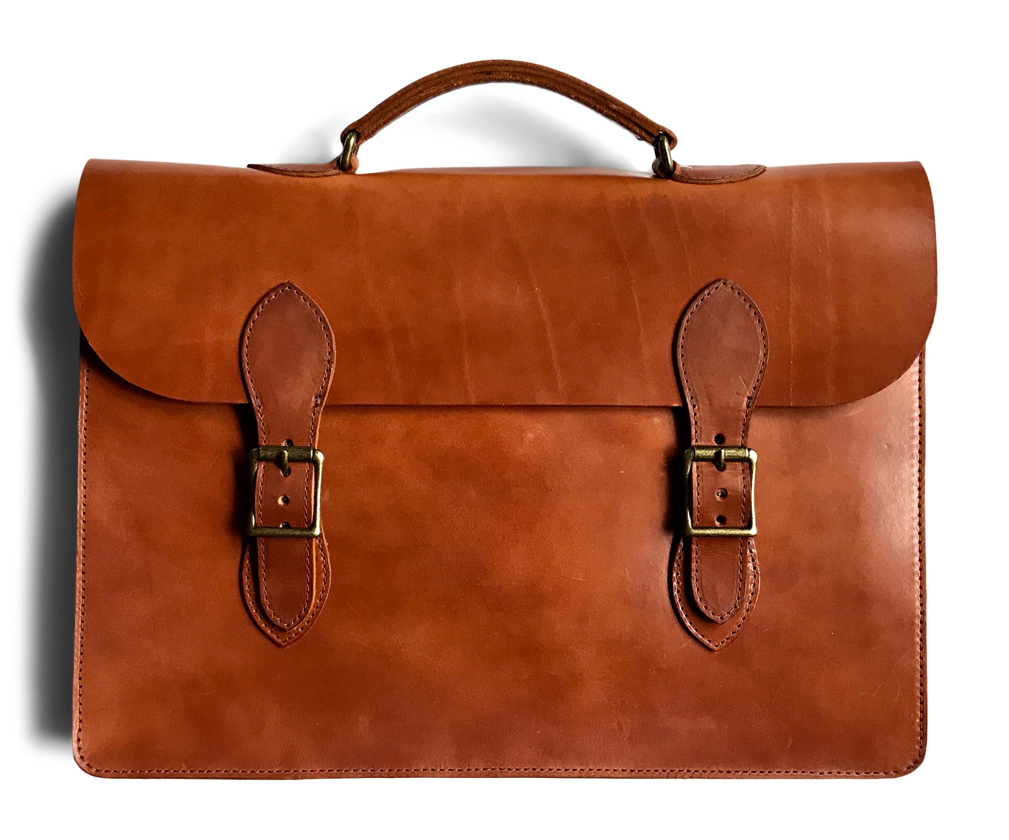 vegetable tanned leather briefcase