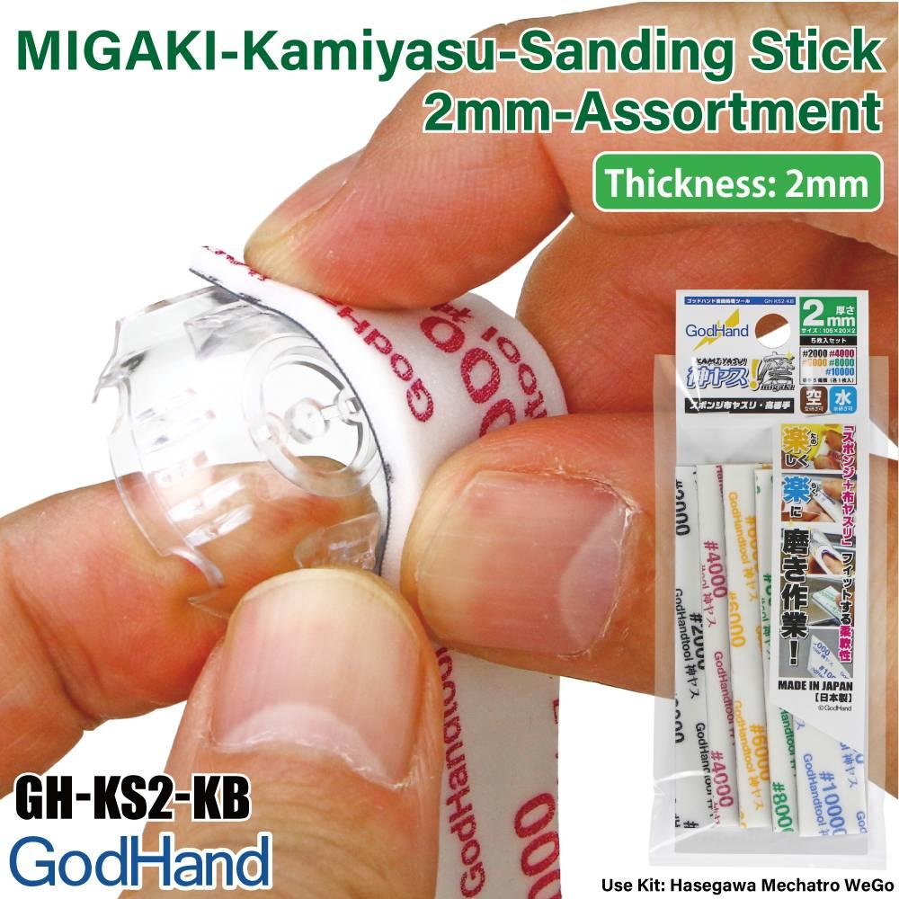 GodHand Kamiyasu-Sanding Stick 2mm-Assortment Set B 3 Types (#600, 800,  1000) 0.08 inch (2 mm) Thick GH-KS2-A3B for Plastic Models