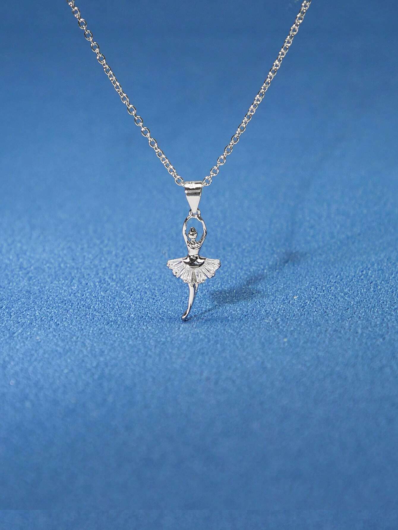 pc 925 Sterling Silver Elegant Ballerina Ballet Dancer Necklaces For Women Cubic Zirconia Dress Dancer Girls Pendants Fine Jewelry For Wedding Party Gift