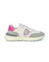 Women's Antibes Low-Top Sneakers in Nylon And Leather, White Fuchsia Philippe Model