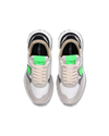 Sneakers Antibes da Uomo Bianche e Verdi in Tessuto Tecnico E Pelle Philippe Model - 4