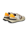 Zapatilla Antibes para hombre de caña baja en piel y nailon - Blanco y naranja Philippe Model - 3