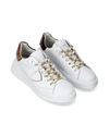 Women's Tres Temple Low-Top Sneakers in Leather, White Black Philippe Model