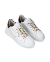 Women's Tres Temple Low-Top Sneakers in Leather, White Black Philippe Model