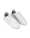 Women's Tres Temple Low-Top Sneakers in Leather, White Black Philippe Model - 2