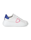 Women's Tres Temple Low-Top Sneakers in Leather, Blue White Philippe Model