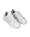 Women's Tres Temple Low-Top Sneakers in Leather, White Pink Philippe Model