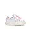 Baby Temple Low-Top Sneakers in Leather, White Pink Philippe Model