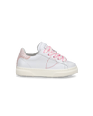 Baby Temple Low-Top Sneakers in Leather, White Pink Philippe Model