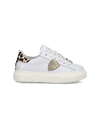 Junior Temple Low-Top Sneakers in Leather, White Pink Philippe Model