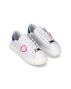 Sneakers Temple da Bambini Bianche e Blu in Pelle Philippe Model - 2