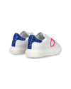 Sneakers Temple da Bambini Bianche e Blu in Pelle Philippe Model - 3