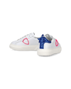 Sneakers Temple da Bambini Bianche e Blu in Pelle Philippe Model - 6