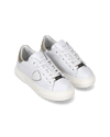 Flache Junior Temple Sneakers aus Leder – Weiß und Gold Philippe Model