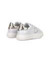 Baskets basses Temple en cuir Junior, blanc et or Philippe Model - 3