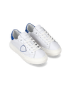 Flache Junior Temple Sneakers aus Leder – Blau und Weiß Philippe Model