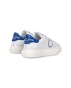Sneakers Temple da Bambini Bianche e Blu in Pelle Morbida Philippe Model - 3