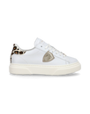 Junior Temple Low-Top Sneakers in Leather, White Pink Philippe Model