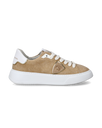 Flache Temple Sneakers für Damen aus Nubukleder – Beige Philippe Model