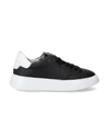 Women's Temple Low-Top Sneakers in Leather, Black White Philippe Model