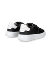 Women's Temple Low-Top Sneakers in Leather, Black White Philippe Model - 3