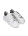 Flache Temple Sneakers für Damen aus Leder – Silber und Weiß Philippe Model - 2