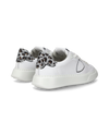 Flache Temple Sneakers für Damen aus Leder – Silber und Weiß Philippe Model - 3
